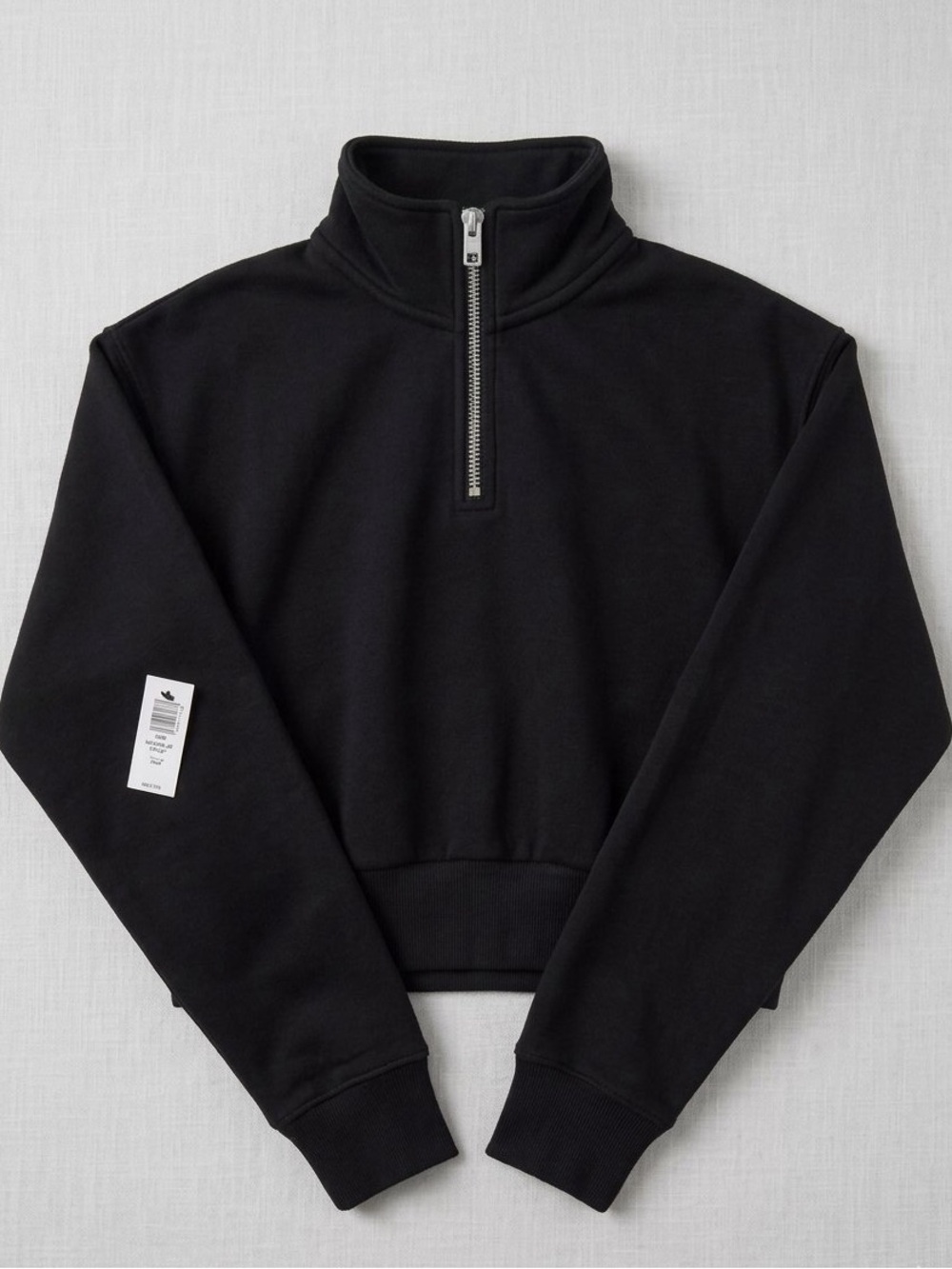 Tna Cozy Fleece Warm-Up Crop Half-Zip Sweatshirt – Black, Size XXS (NWT)